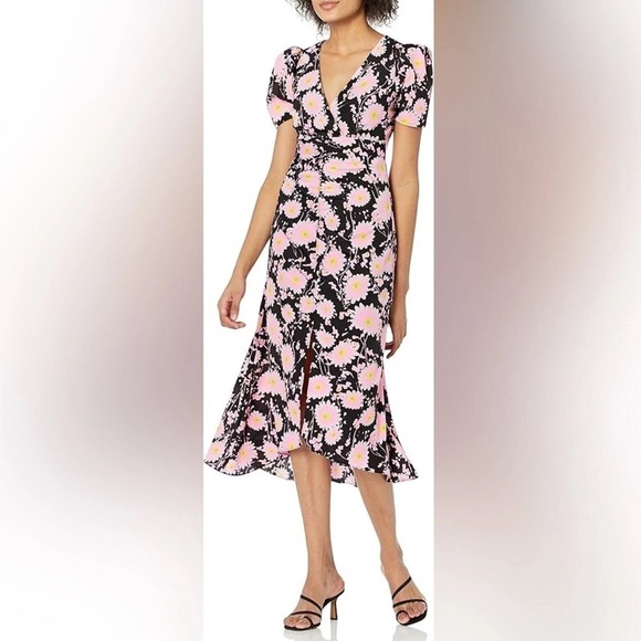 NWT Likely Mylene Ruched Floral High-Low Midi Dress Size 2 $238 - Picture 2 of 8